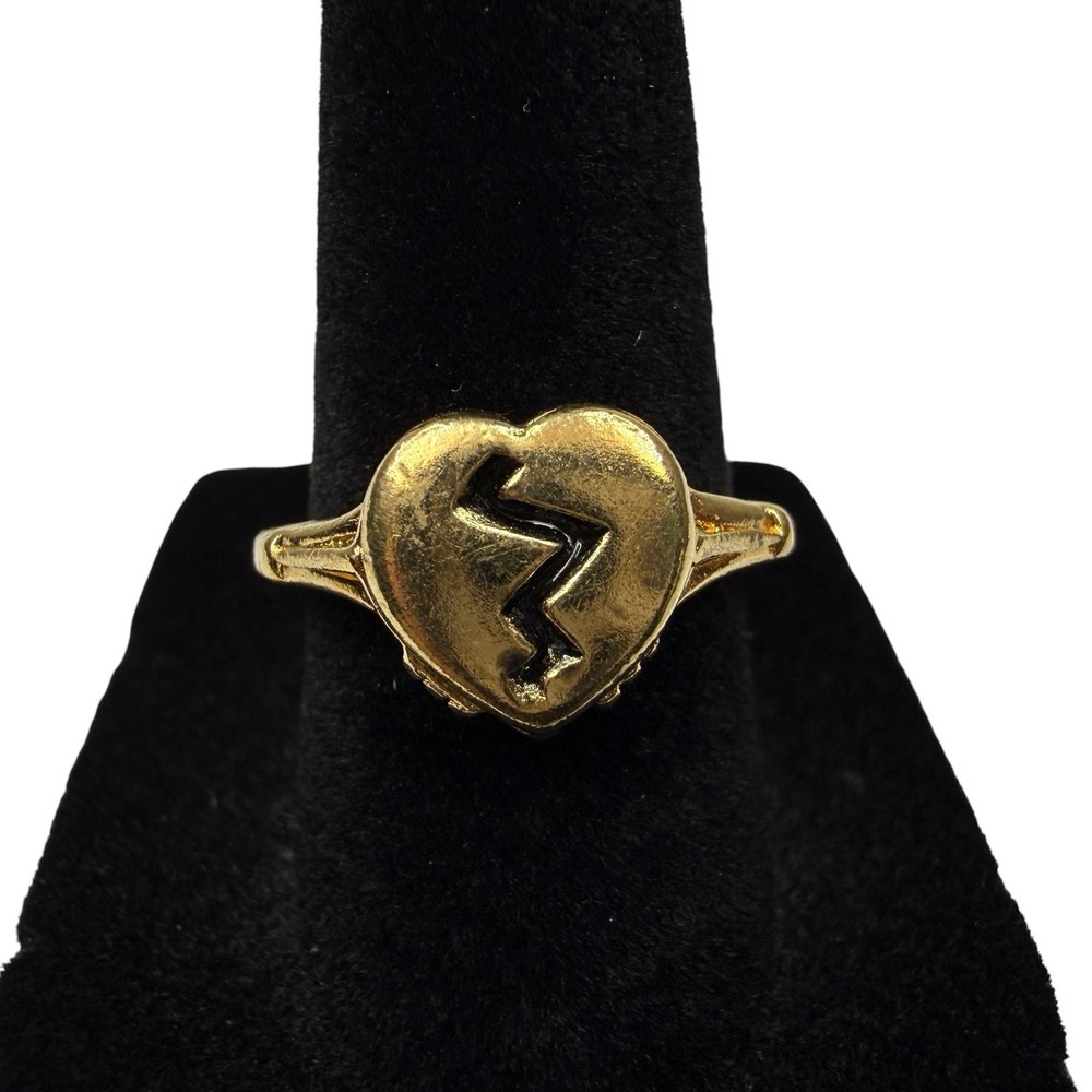 Vintage 1988 18K GE Gold Electroplated Broken Heart Ring Love Jewelry Size 6.5